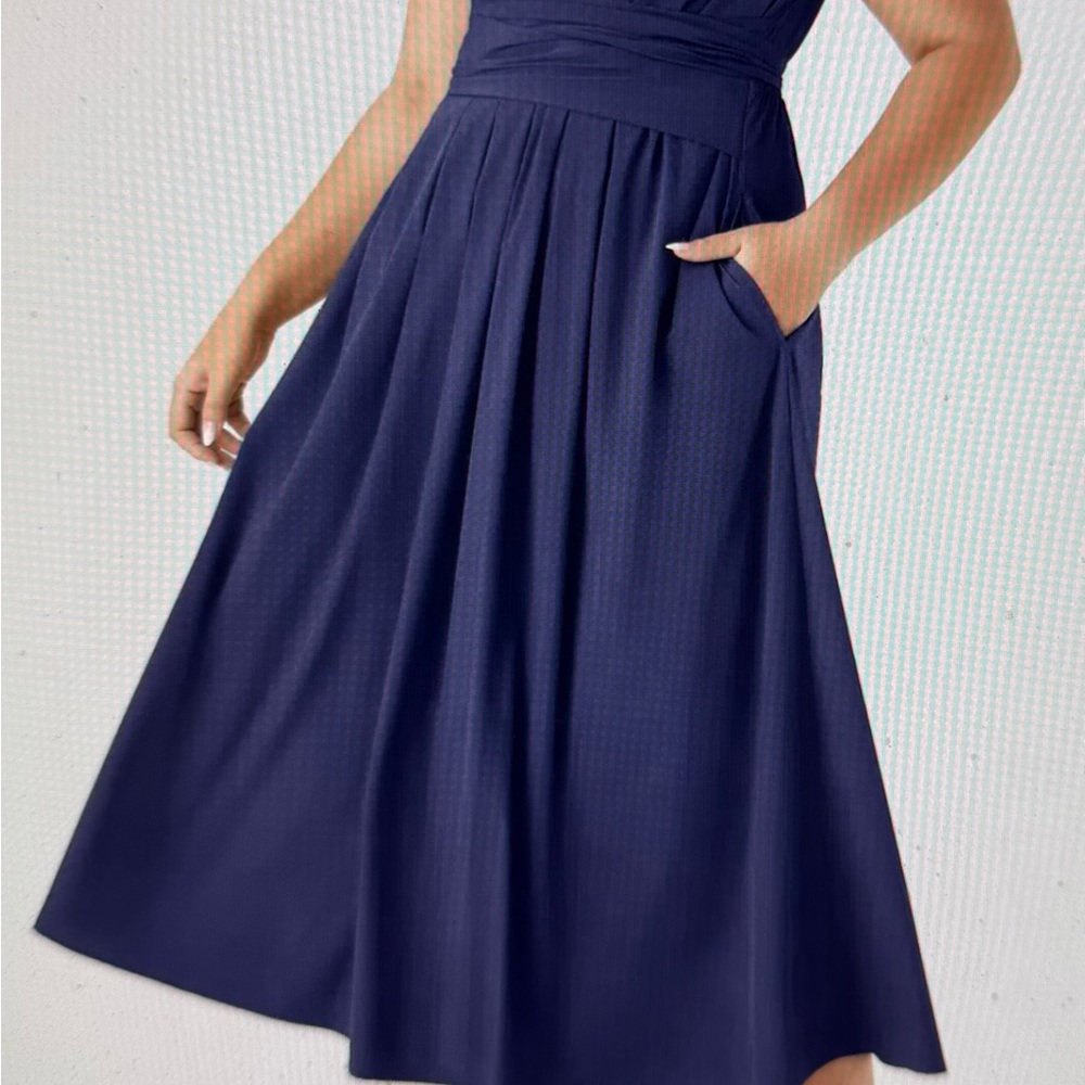 Halara Breezeful V Neck Short Sleeve Tie Back Midi Casual Plus Size Dress